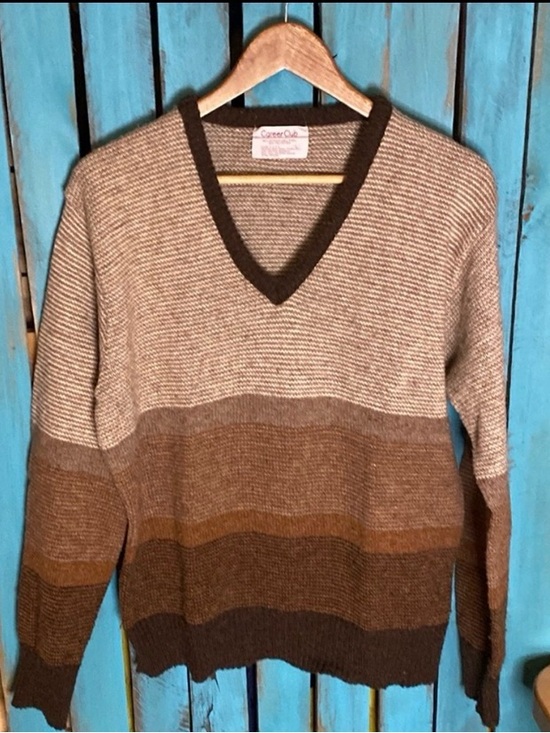 Vintage Other - Vintage Career Club v neck sweater size Large tan and brown shades made in USA
